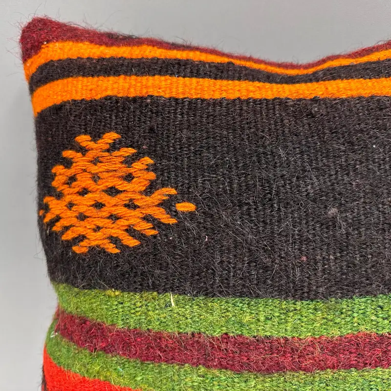 Kilim Pillow, Kilim Cushion Sham, Outdoor Throw Pillow Cover, Cushion Cover, Turkish Kilim Pillow, 18x18 Green Pillow, Authentic Cushion - 5