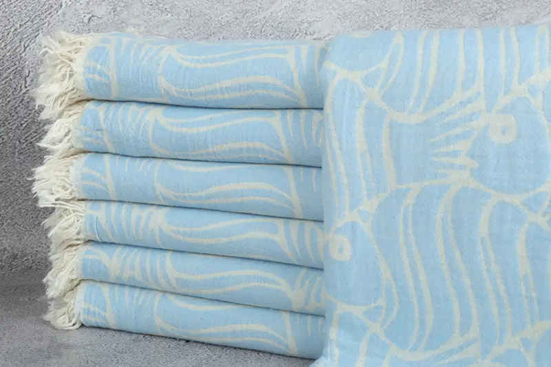 Quick-drying peshtemal towel for poolside, Bachelorette Party Gift, Turkish Towel USA, Thin towel, 70x36 Cotton Fish Design Towel, Personalize Gift - 2