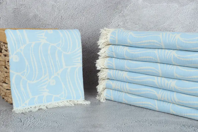 Quick-drying peshtemal towel for poolside, Bachelorette Party Gift, Turkish Towel USA, Thin towel, 70x36 Cotton Fish Design Towel, Personalize Gift - 4