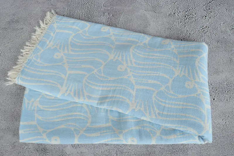 Quick-drying peshtemal towel for poolside, Bachelorette Party Gift, Turkish Towel USA, Thin towel, 70x36 Cotton Fish Design Towel, Personalize Gift - 7