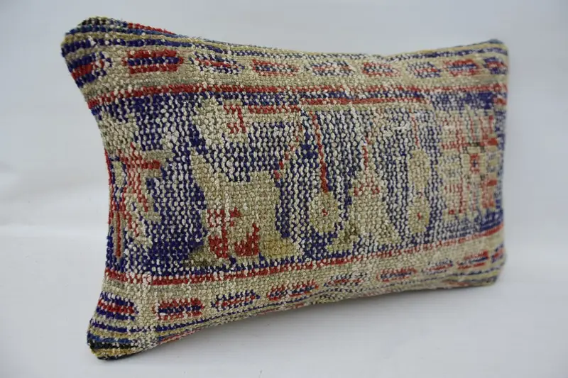 Cushion Case, Turkish Pillow, Kilim Pillow, Morroccon Kilim Cushion Cushion Cover, 12x20 Beige Cushion Cover, Boho Pillow Sham Cover - 2