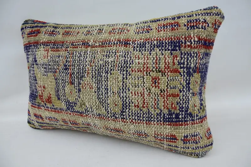 Cushion Case, Turkish Pillow, Kilim Pillow, Morroccon Kilim Cushion Cushion Cover, 12x20 Beige Cushion Cover, Boho Pillow Sham Cover - 3