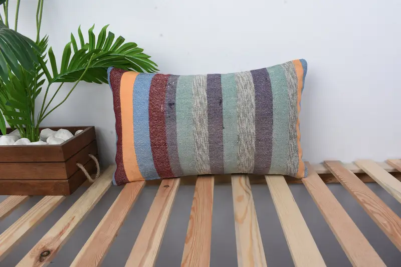 Oriental Pillow Sham, Antique Pillows, Authentic Pillow Sham, Pillow for Couch, Home Decor Pillow, 12x20 Green Pillow, Cushion, Bolster Pillow Sham - 1