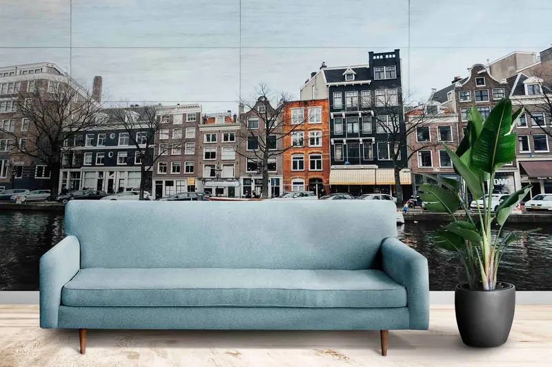City Wall Paper, Cityscape Mural, Removable Wall Paper, Amsterdam Canal House Wall Art, Landscape Wall Mural, Wallpaper Border,City View Art - 2