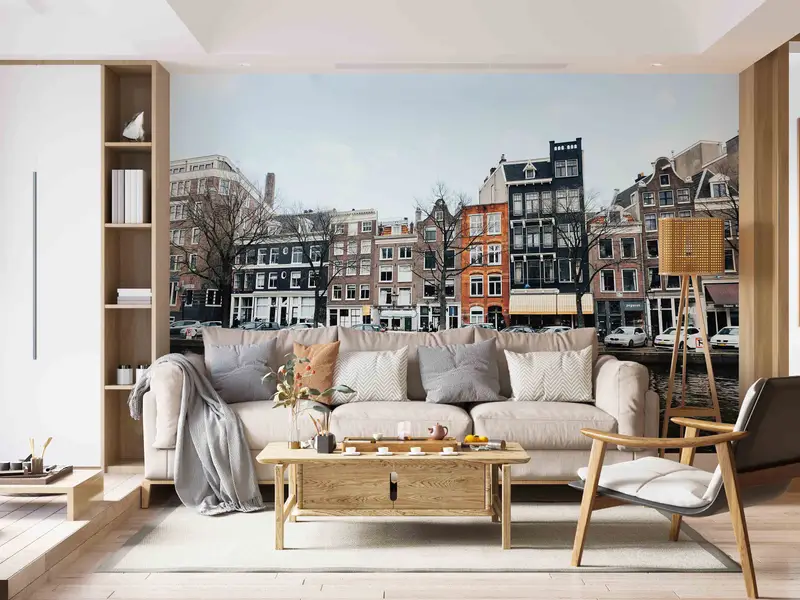City Wall Paper, Cityscape Mural, Removable Wall Paper, Amsterdam Canal House Wall Art, Landscape Wall Mural, Wallpaper Border,City View Art - 7