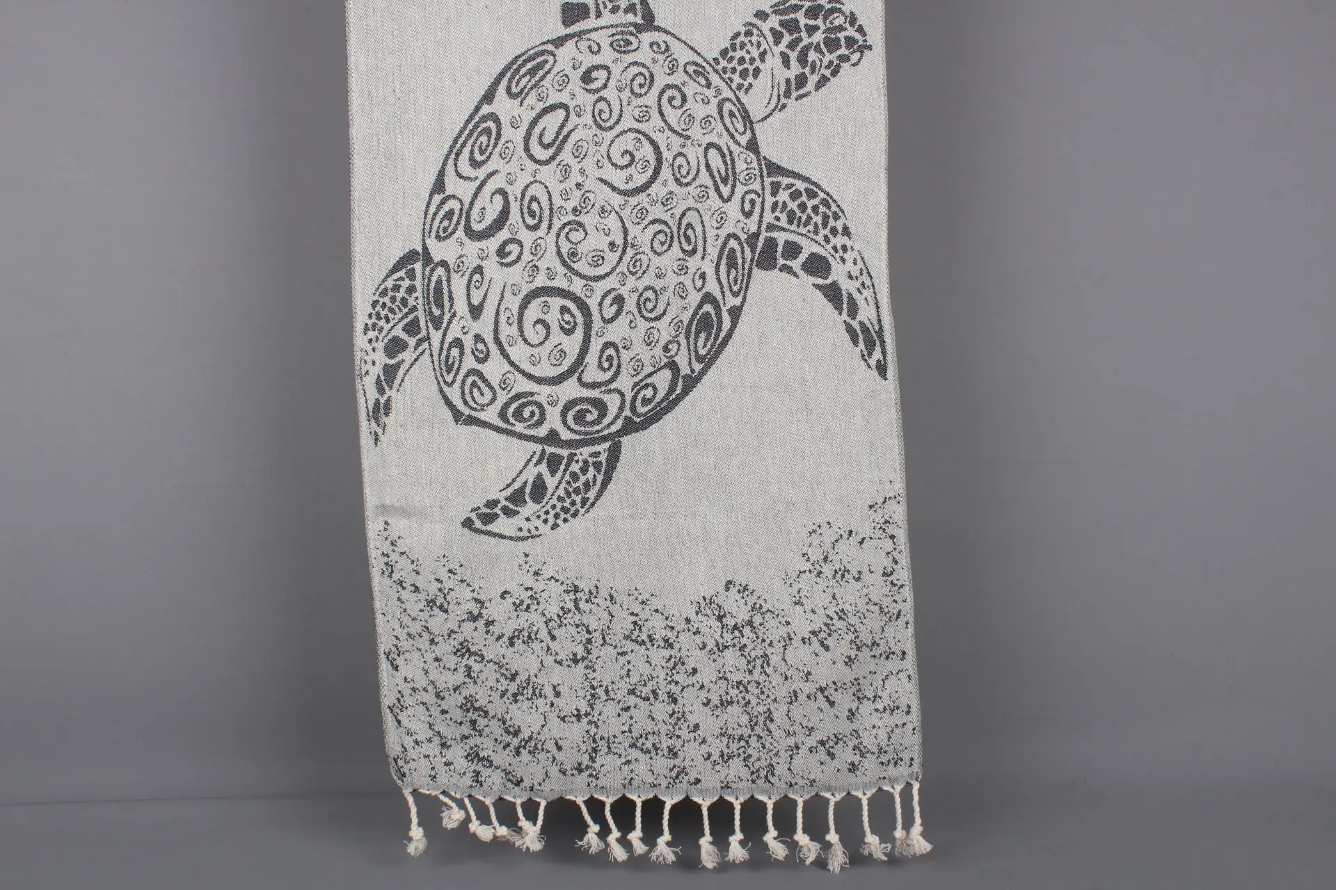 Navy Cotton Hand Towel Turkish Patterned, 18x36 Inches - 1