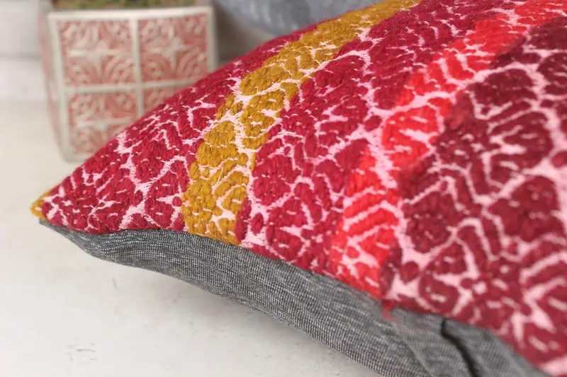 Handmade Rug Seat Pillow Cover, Boho Pillow, Interior Designer Pillow, Home Decor Pillow, Pillow, 14x14 Red Cushion, Morroccon Kilim Cushion Cushion - 7
