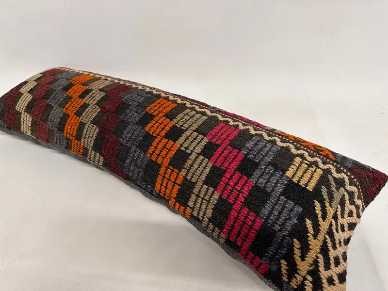 Cushion Cover, 12x36 Pink Cushion, Interior Designer Pillow, Turkish Corner Pillow Cover, Kilim Pillow, Anatolian Pillow Sham, Vintage Kilim Pillow - 6