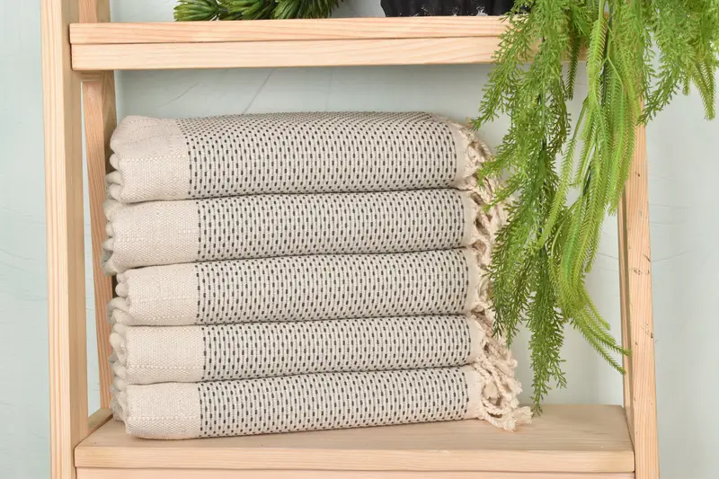 Polka Dot Towel Khaki Green Cotton 40x71 Inches, Bachelorette Gift