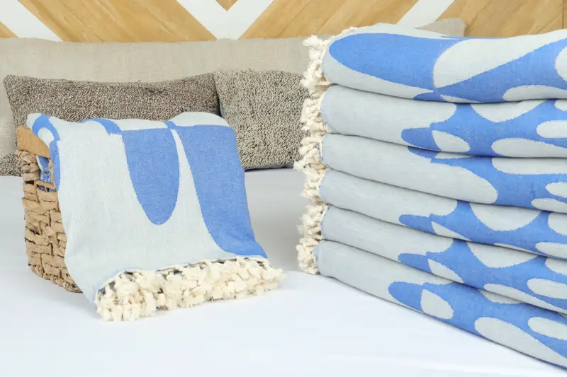 Turkish Bedcover, 100x80 Cotton Turtle Design Towel, Woven Throw Blanket, Family Gift, Personalized Gifts, Bedspread, First Wedding Anniversary Gift - 4