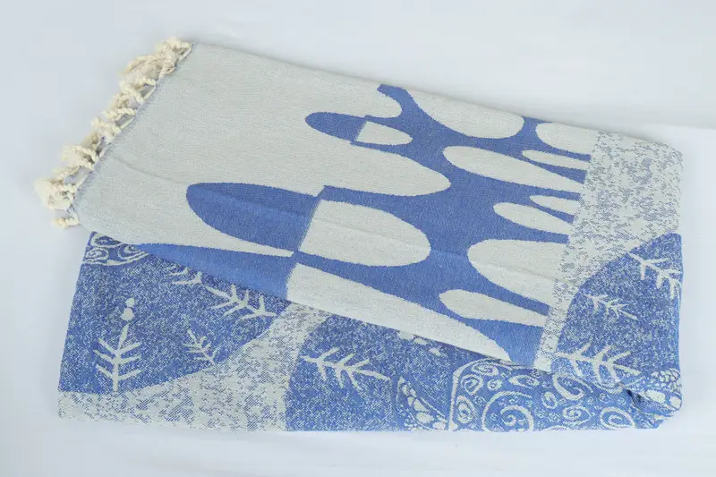 Turkish Bedcover, 100x80 Cotton Turtle Design Towel, Woven Throw Blanket, Family Gift, Personalized Gifts, Bedspread, First Wedding Anniversary Gift - 6