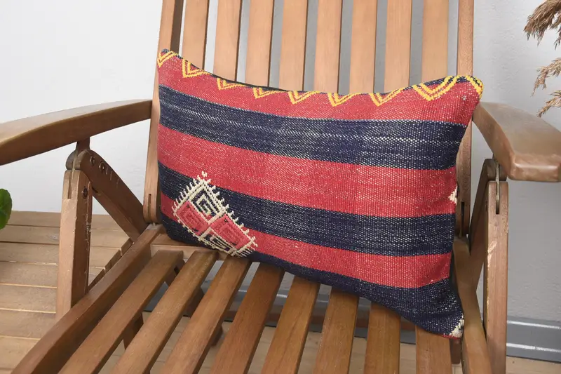 Cushion, Gift Pillow, Turkish Corner Pillow, Retro Throw Pillow Cover, Turkish Pillow, Knitted Pillow, Throw Kilim Pillow, 12x20 Red Pillow - 3
