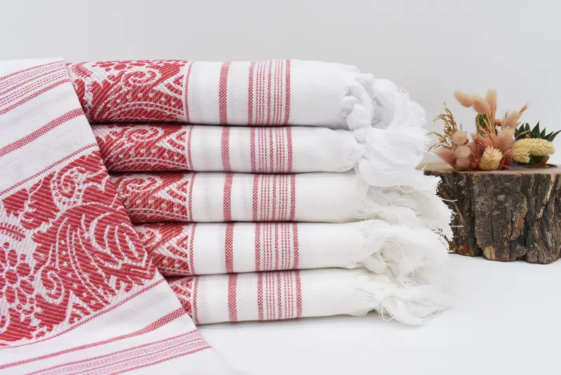 Personalized Turkish Towel White Red Scorpion Design, 67x40 Inches