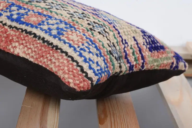 Outdoor Throw Cushion Cover, Throw Kilim Pillow, Cushion, Kilim Cushion Sham, 8x16 Blue Cushion Cover, Retro Throw Cushion, Kilim Pillow Cover - 7