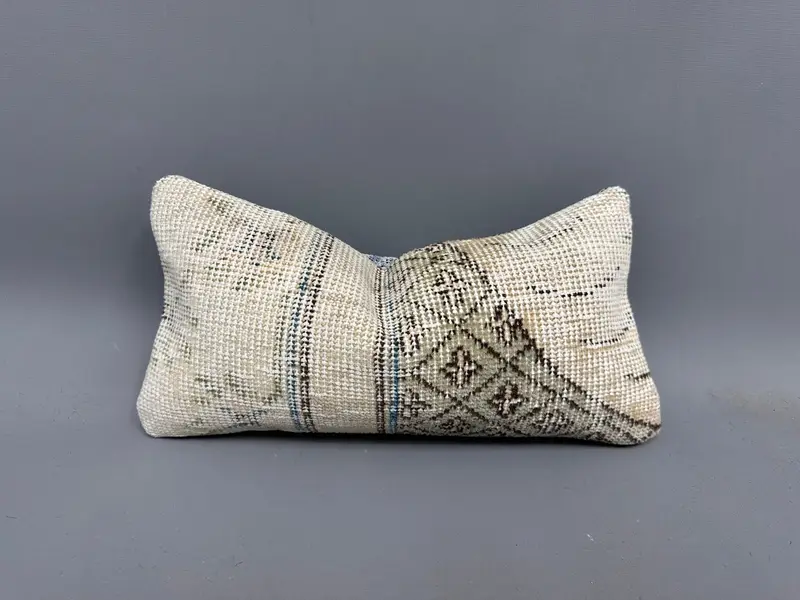 Kilim Cushion Sham, Muted Pillow Sham, 8x16 Beige Cushion Case, Boho Pillow, Cushion Cover, Bohemian Cushion Cushion, Ethnical Kilim Rug Pillow - 1