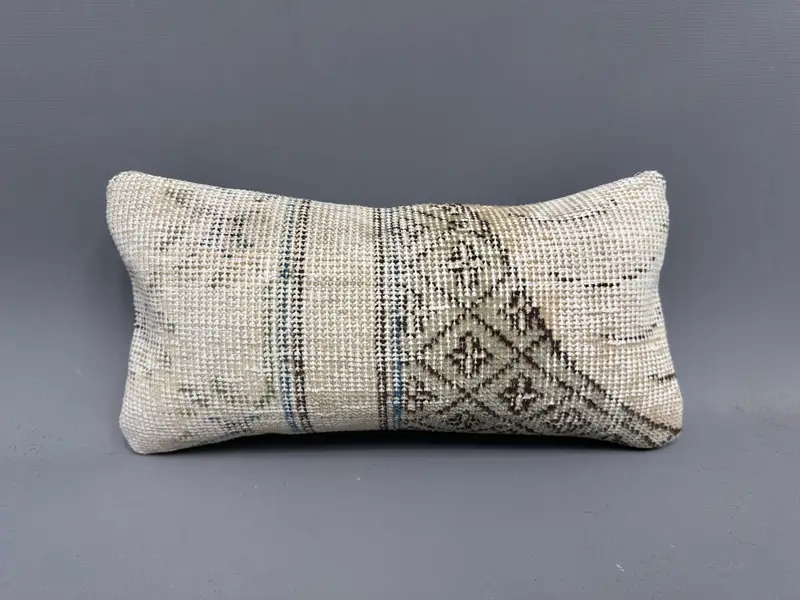 Kilim Cushion Sham, Muted Pillow Sham, 8x16 Beige Cushion Case, Boho Pillow, Cushion Cover, Bohemian Cushion Cushion, Ethnical Kilim Rug Pillow - 4