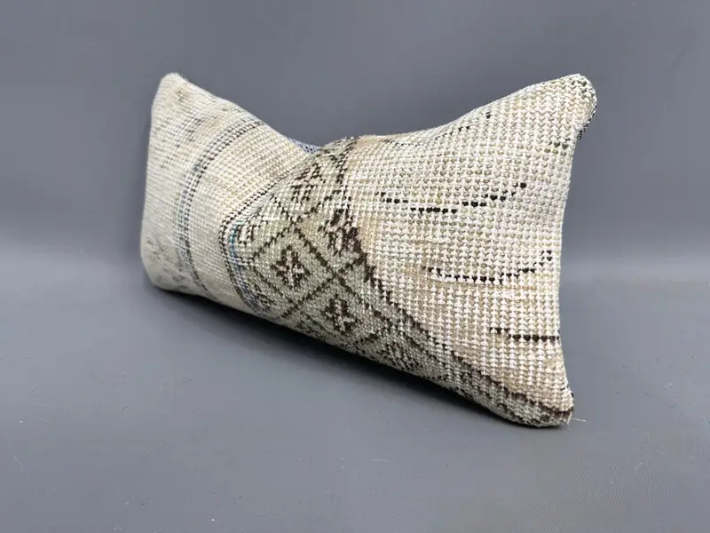 Kilim Cushion Sham, Muted Pillow Sham, 8x16 Beige Cushion Case, Boho Pillow, Cushion Cover, Bohemian Cushion Cushion, Ethnical Kilim Rug Pillow - 3