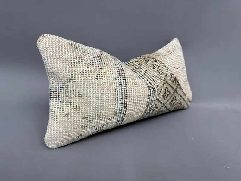 Kilim Cushion Sham, Muted Pillow Sham, 8x16 Beige Cushion Case, Boho Pillow, Cushion Cover, Bohemian Cushion Cushion, Ethnical Kilim Rug Pillow - 2