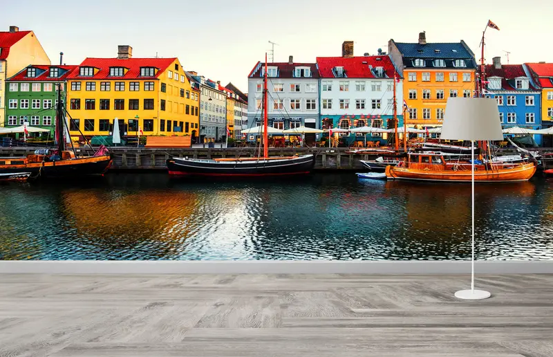 Printed Copenhagen Landscape Wallpaper: Elegant Cityscape Decor