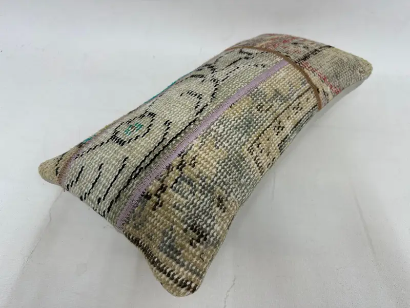 Türkischer Kilim -Kissen, Kissenschein, Kilim -Kissen, Luxuskissen -Hülle, Vintage Kilim -Wurfkissen, 10x20 beige Kissenbezüge - 6