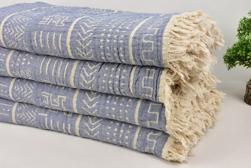 Beach Wedding Favor, 92x80 Cotton Ethnic Design Towel, Tablecloth, Baby Boy Gift, Throw Blanket Couch, Turkish Cotton Throw Blanket, Turkish Blanket - 3