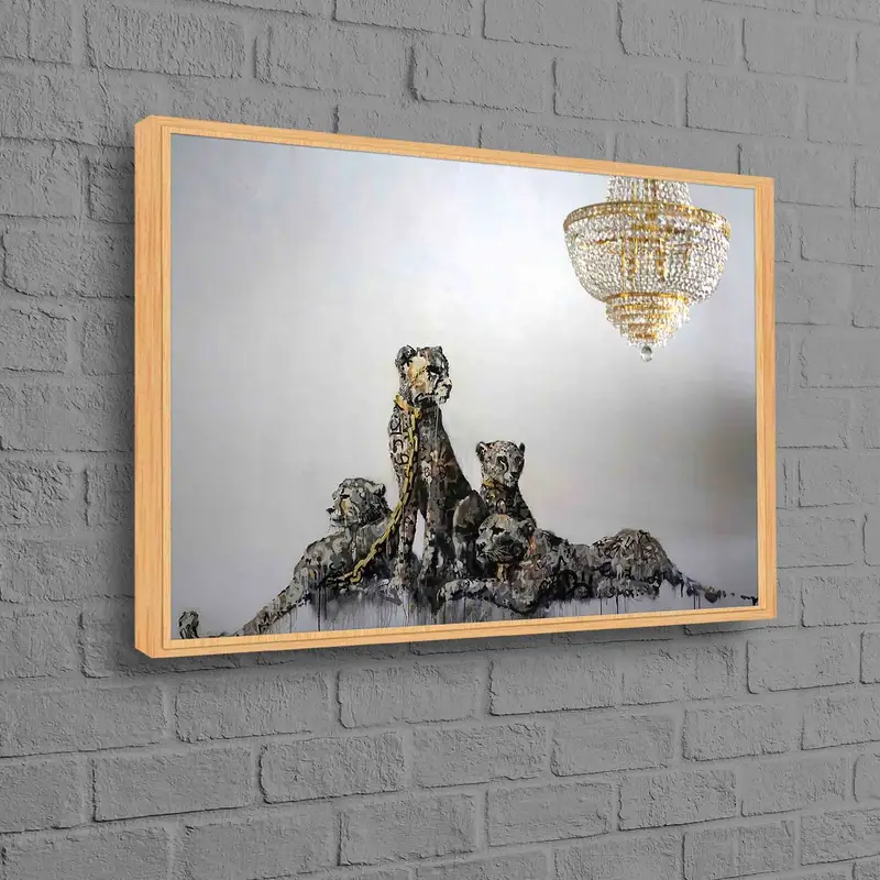 エレガントなヒョウ柄キャンバス: 野生動物アート装飾