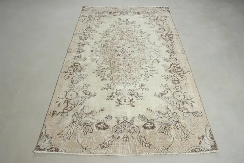 Elegant Beige Floral Rug, 4,2x7,5 ft Beige & Brown