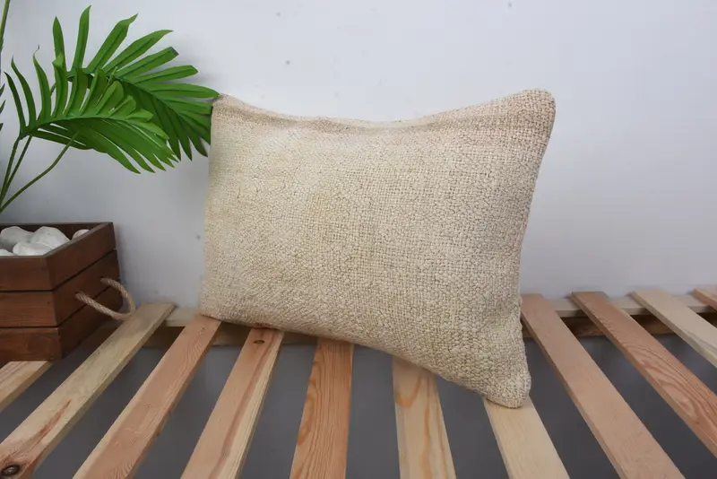 Vintage Pillow, Wholesale Pillow, Pillow Sham, Pillow for Couch, Farmhouse Cushion Case, 12x20 Beige Pillow Cover, Handmade Kilim Cushion - 5