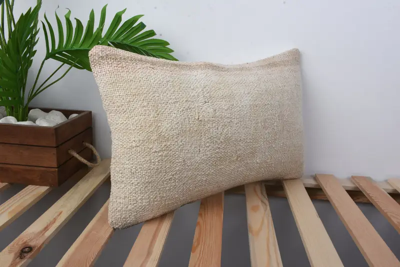 Vintage Pillow, Wholesale Pillow, Pillow Sham, Pillow for Couch, Farmhouse Cushion Case, 12x20 Beige Pillow Cover, Handmade Kilim Cushion - 4