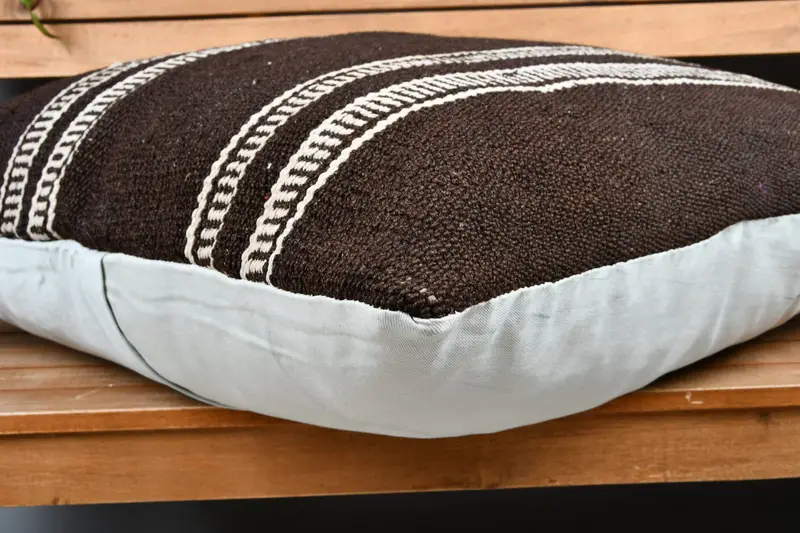 Aztec Pillow Cover, Antique Pillows, Throw Kilim Pillow, Pillow Cover, 28x28 Brown Cushion, Knitted Pillow Sham, Turkish Kilim Pillow - 3