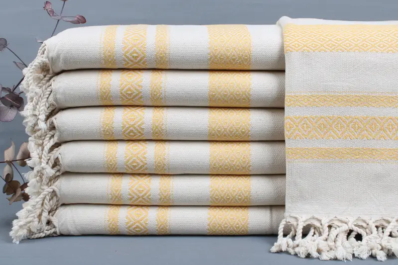 Turkish Bath Towel Beige, Organic Cotton, Handwoven, 36x71 Inches