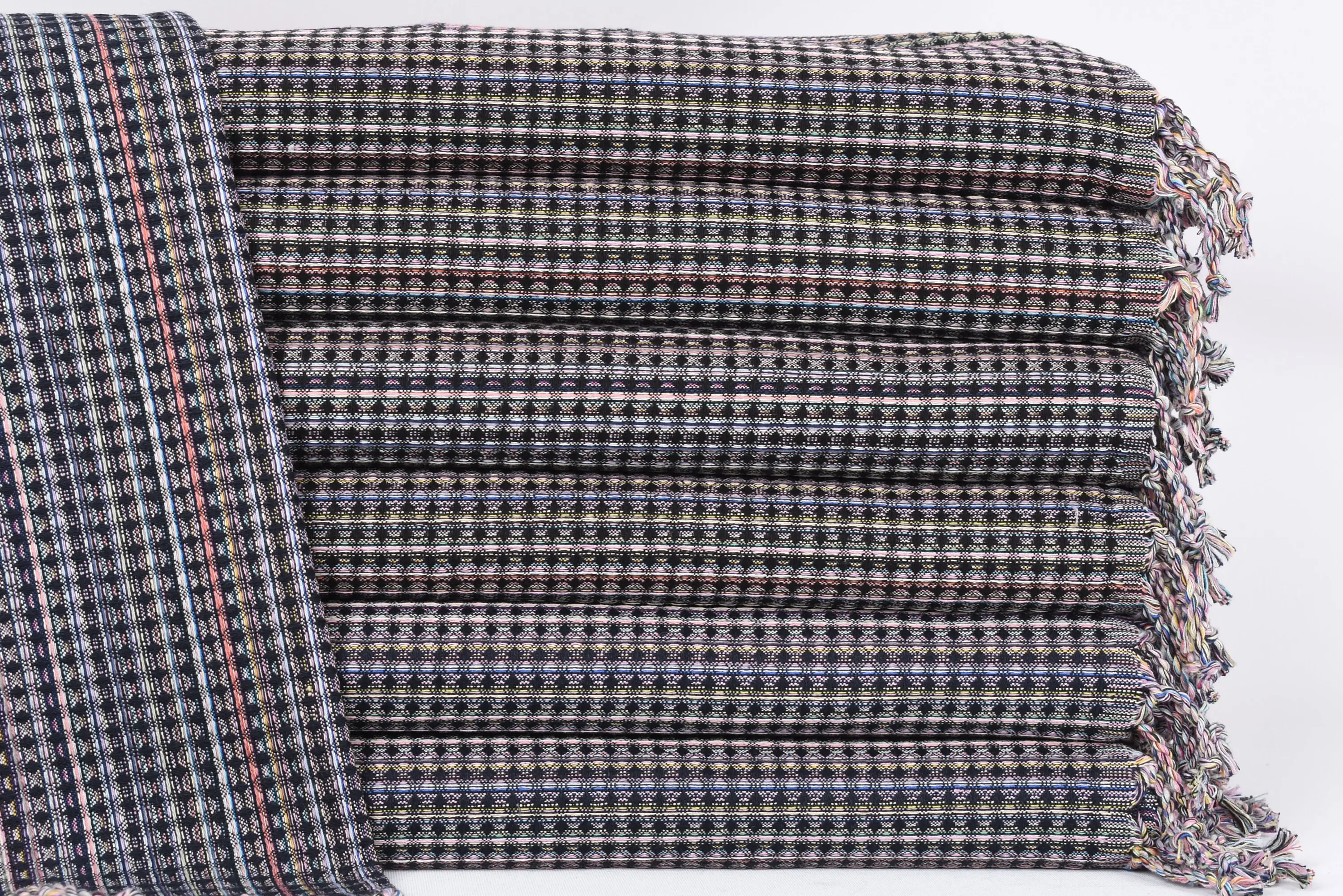 Personalized Hand Towel Organic Cotton Black Geometric, 38x18 Inches - 1