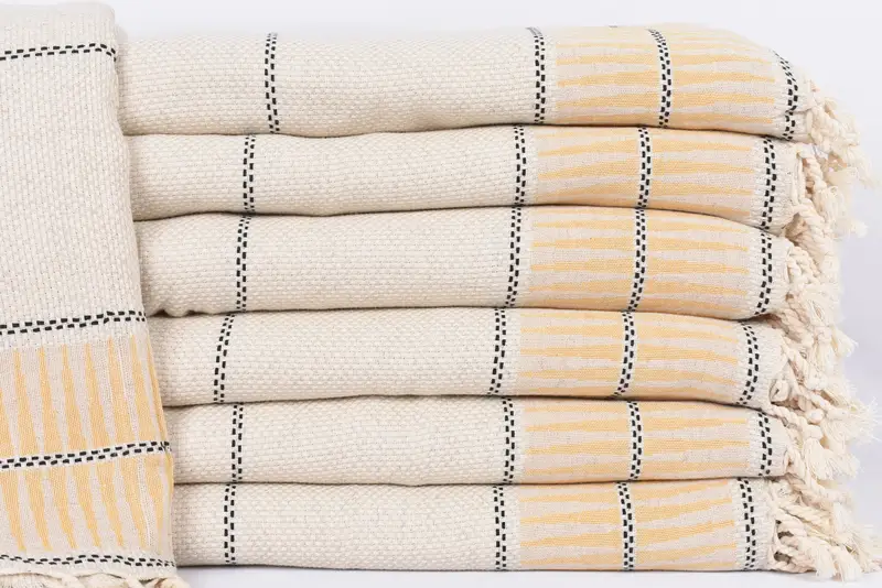 Girl Trip Mustard Striped Blanket, Personalized Throw, 102x89 Inches