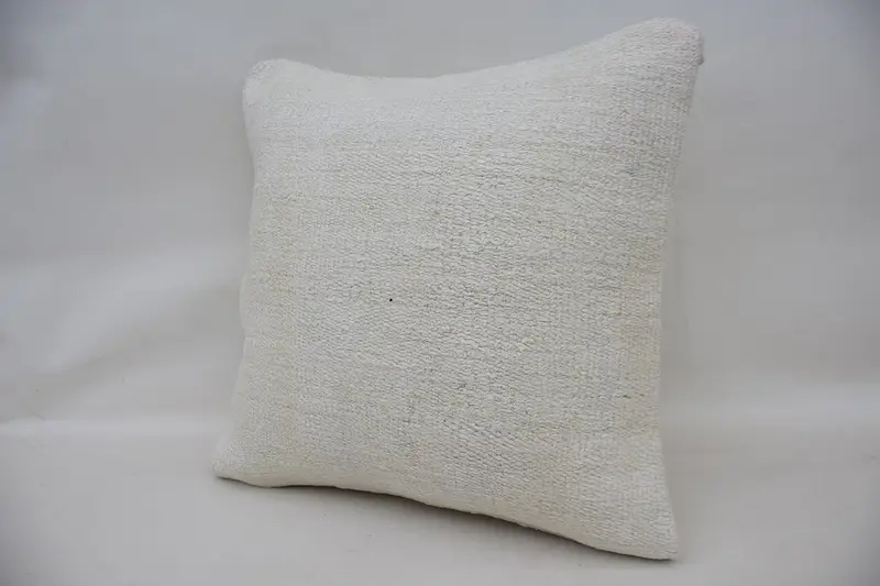 16x16 White Pillow Cover, Living Room Throw Cushion Cover, Cushion Case, Pillow for Couch, Kilim Pillow Cover, Throw Kilim Pillow - 3