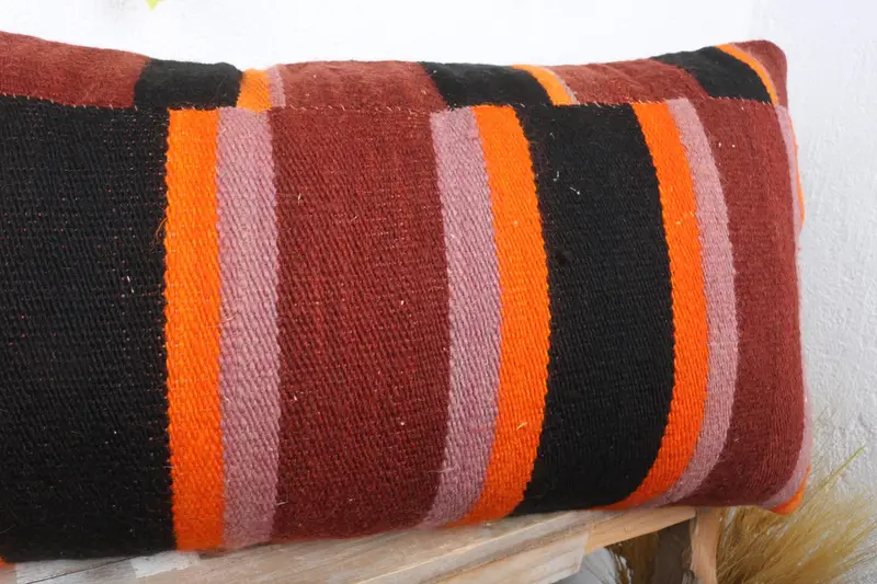 Kilim Cushion Sham, Bright Cushion Cover, Pillow Sham, Vintage Kilim Throw Pillow, Kilim Pillow, Colorful Pillow Case, 16x36 Red Pillow Sham - 5