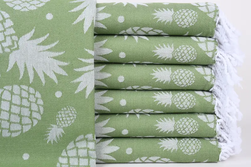 Bathroom Towel, 70x36 Cotton Pineapple Design Towel, Bridal Shower Favors, Summer Gift, Turkish beach towel with fringe, Personalized Towel - 1