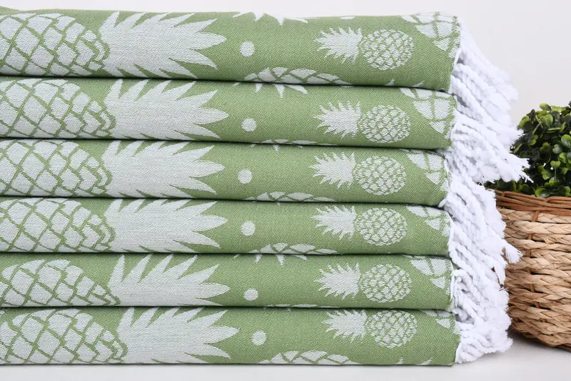 Bathroom Towel, 70x36 Cotton Pineapple Design Towel, Bridal Shower Favors, Summer Gift, Turkish beach towel with fringe, Personalized Towel - 3