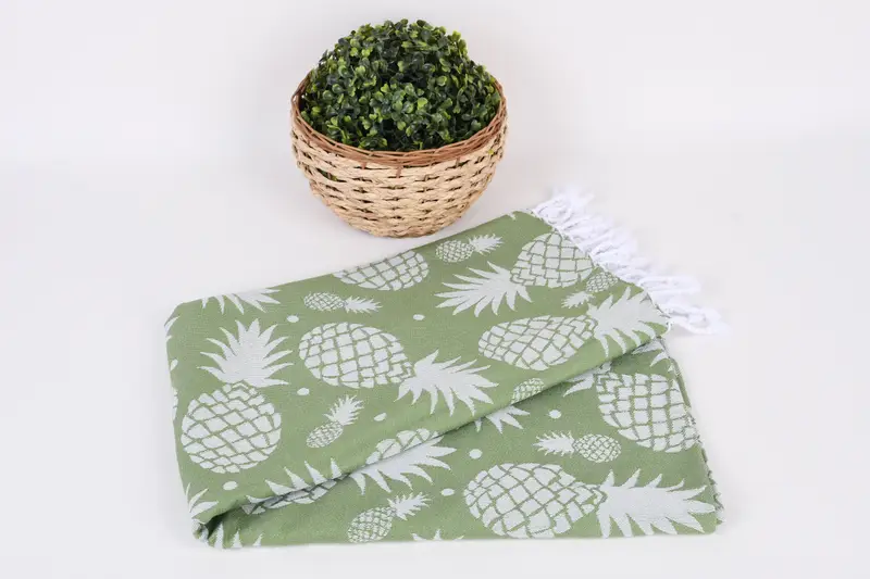 Bathroom Towel, 70x36 Cotton Pineapple Design Towel, Bridal Shower Favors, Summer Gift, Turkish beach towel with fringe, Personalized Towel - 5
