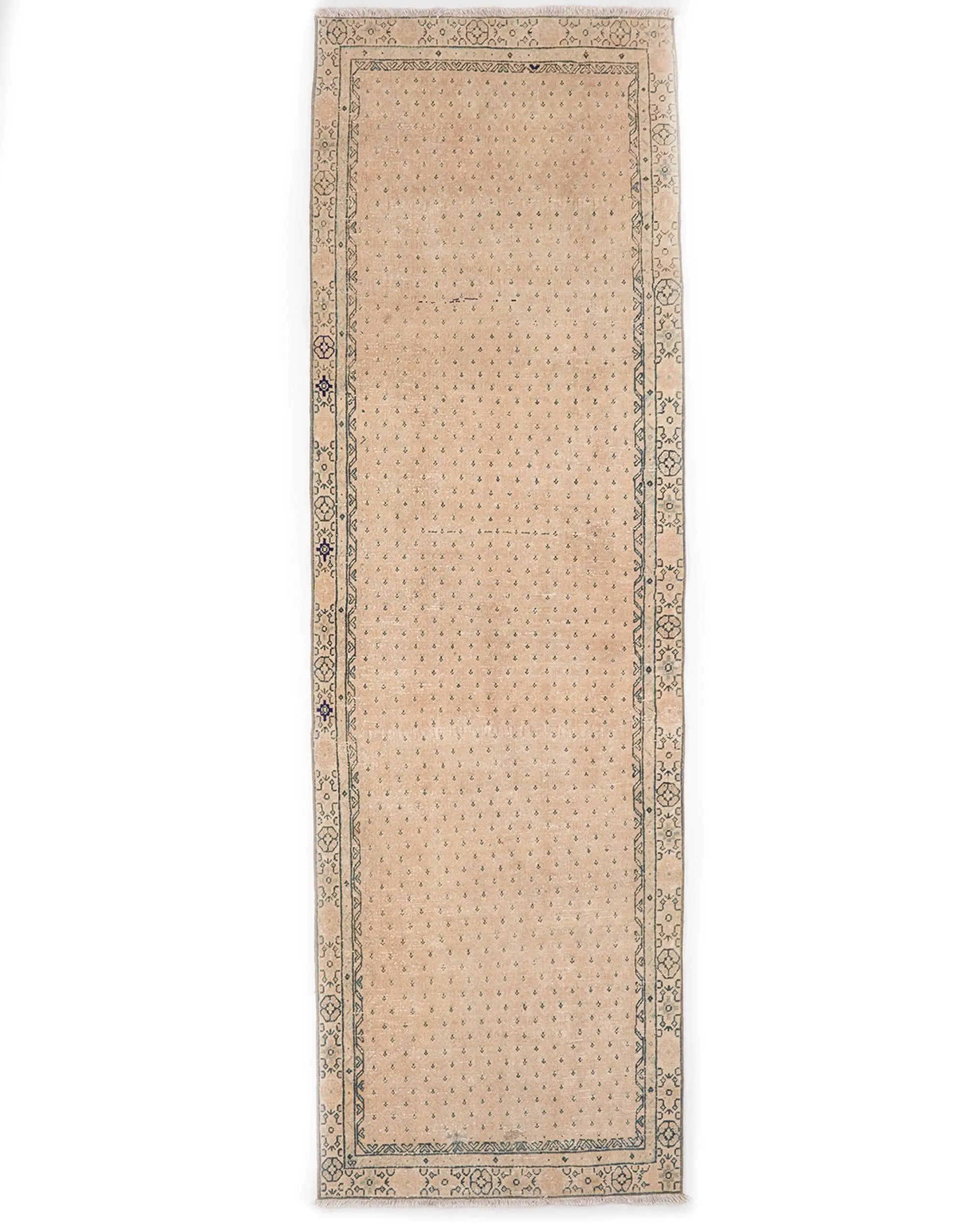 Elegant Beige & Blue Patchwork Rug, 3,1x10,1 ft - 1