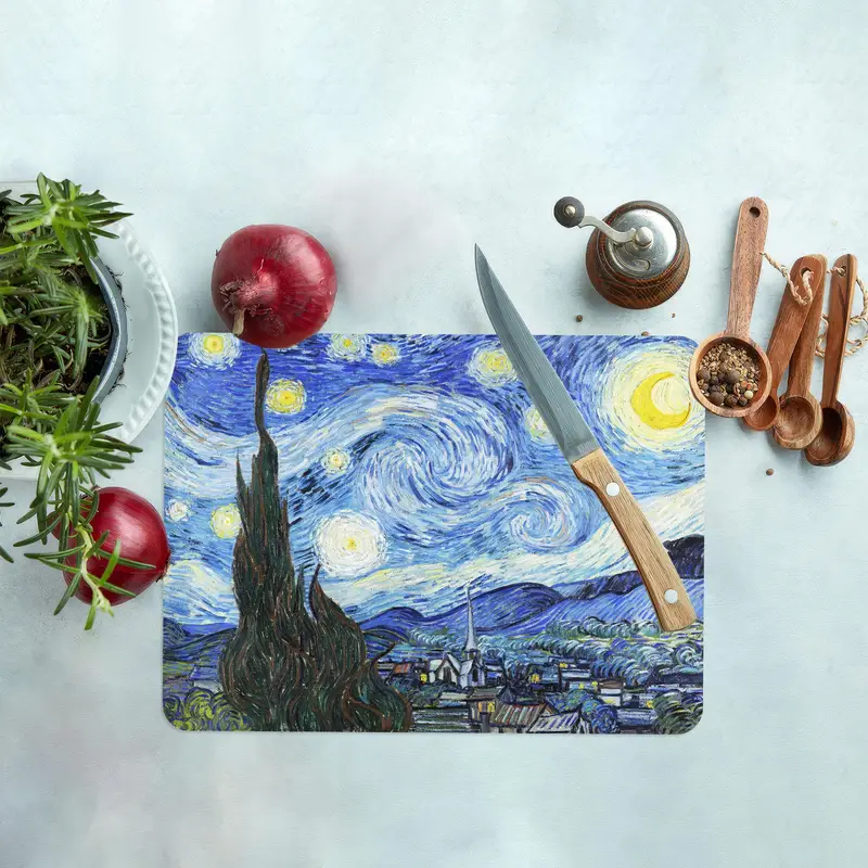 星月夜ガラスまな板、ゴッホにインスパイアされたデザイン