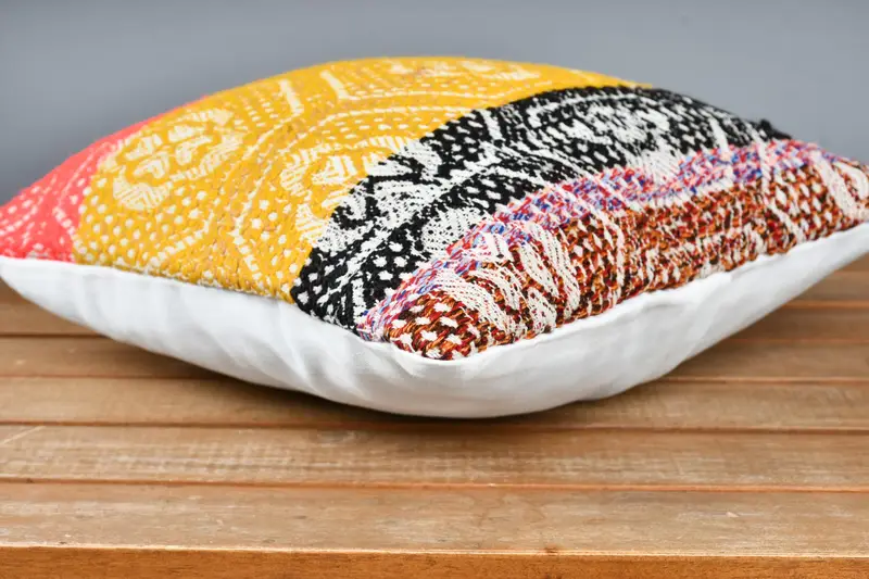 Chair Cushion Case, Cushion Case, Turkish Kilim Pillow, 12x12 Yellow Cushion, Bright Cushion Cover, Gift Pillow, Pillow for Couch - 4