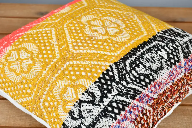 Chair Cushion Case, Cushion Case, Turkish Kilim Pillow, 12x12 Yellow Cushion, Bright Cushion Cover, Gift Pillow, Pillow for Couch - 3