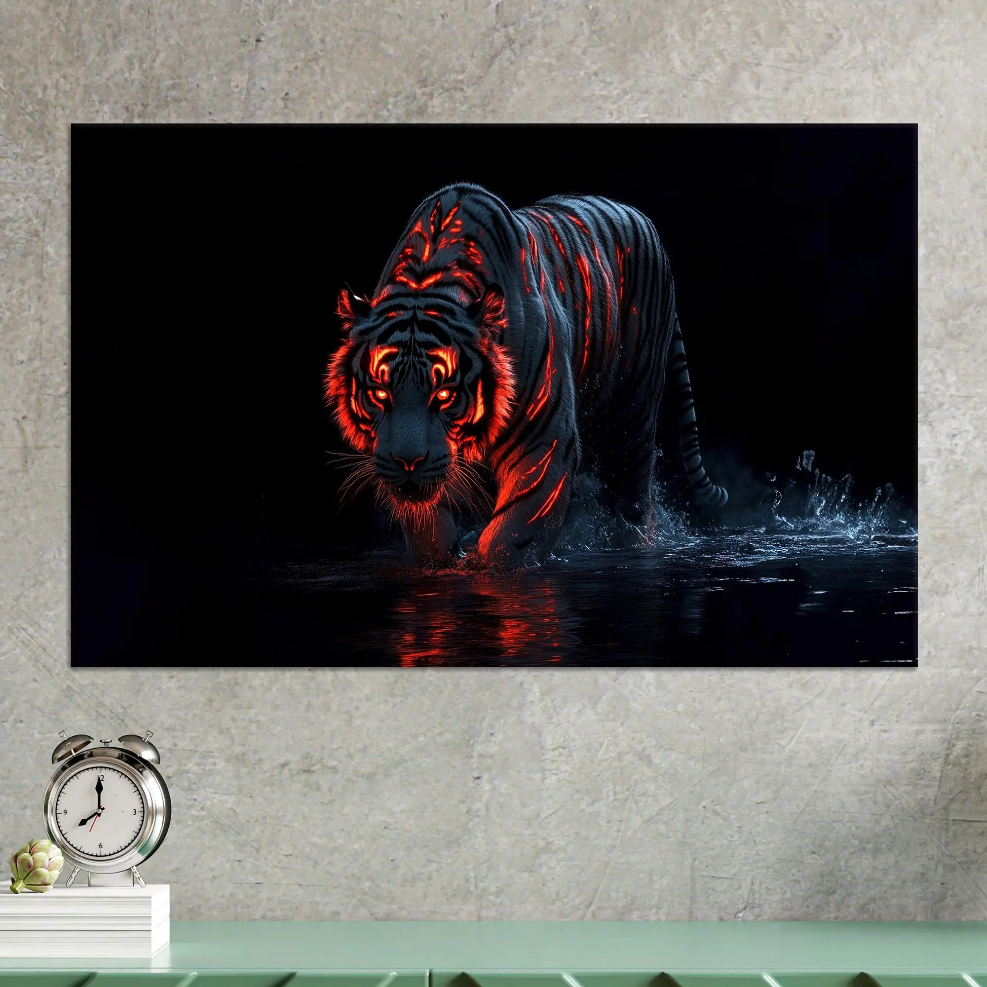 Surreal Tiger Canvas: Vibrant Surrealist Printed Art Masterpiece - 1