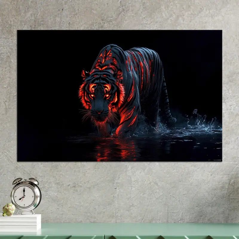 Surreale Tiger-Leinwand: Lebhaftes Meisterwerk der surrealistischen Druckkunst