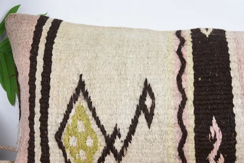 Pillow Case, 12x36 Beige Cushion Case, Tapestry Cushion Case, Kilim Cushion Sham, Ethnical Kilim Rug Pillow, Handmade Kilim Cushion - 2