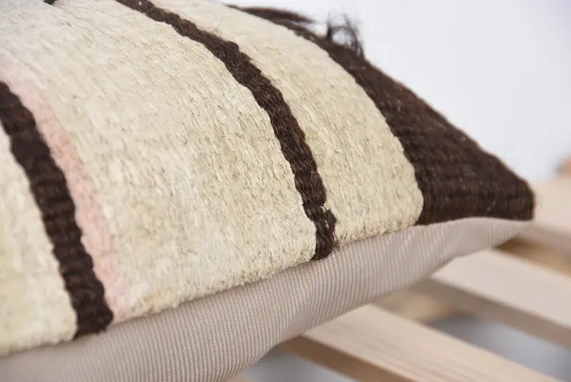 Pillow Case, 12x36 Beige Cushion Case, Tapestry Cushion Case, Kilim Cushion Sham, Ethnical Kilim Rug Pillow, Handmade Kilim Cushion - 7