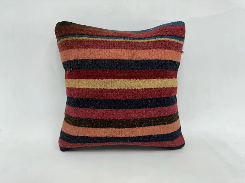 18x18 Red Pillow Cover, Kilim Pillow Cover, Boho Pillow Sham Cover, Pillow Sham, Handmade Rug Seat Pillow Cover, Antique Pillows - 1