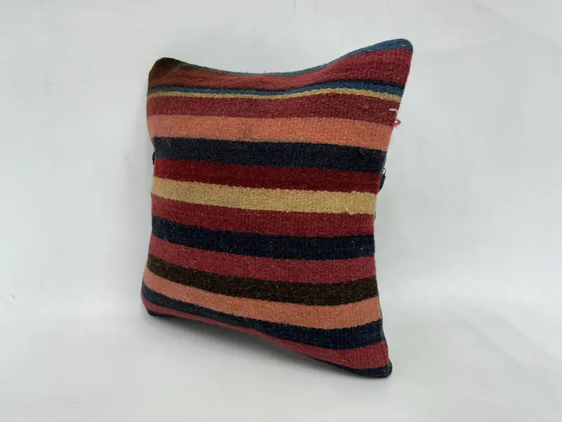 18x18 Red Pillow Cover, Kilim Pillow Cover, Boho Pillow Sham Cover, Pillow Sham, Handmade Rug Seat Pillow Cover, Antique Pillows - 4