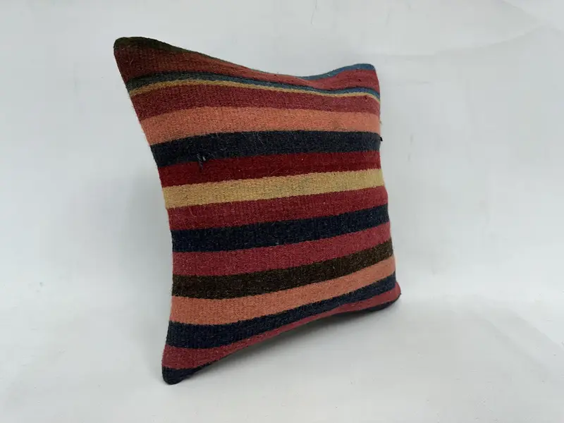 18x18 Red Pillow Cover, Kilim Pillow Cover, Boho Pillow Sham Cover, Pillow Sham, Handmade Rug Seat Pillow Cover, Antique Pillows - 3
