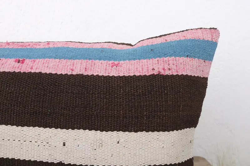 Pillow, Kilim Cushion Sham, Gift Pillow, Home Decor Pillow, 12x24 Brown Pillow, Custom Pillow Sham, Office Chair Pillow Cover - 5